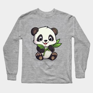 Cartoon Cute Kawaii Adorable Panda Long Sleeve T-Shirt